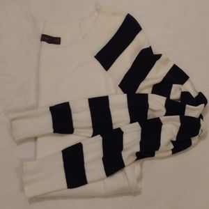 Cream & Navy Boat Neck Sweater